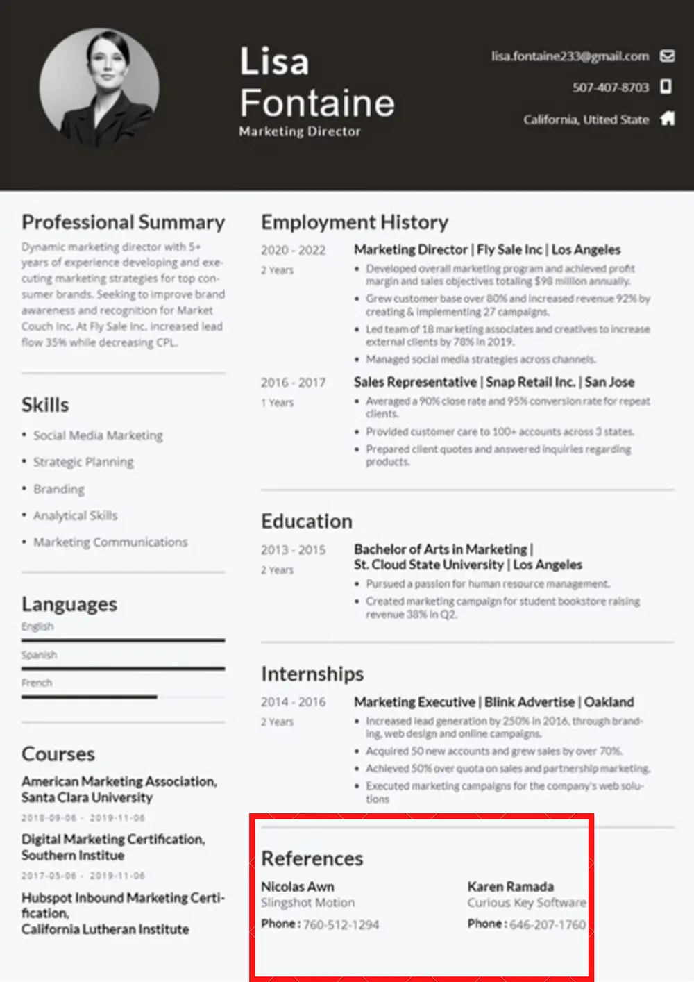 references on resume examples